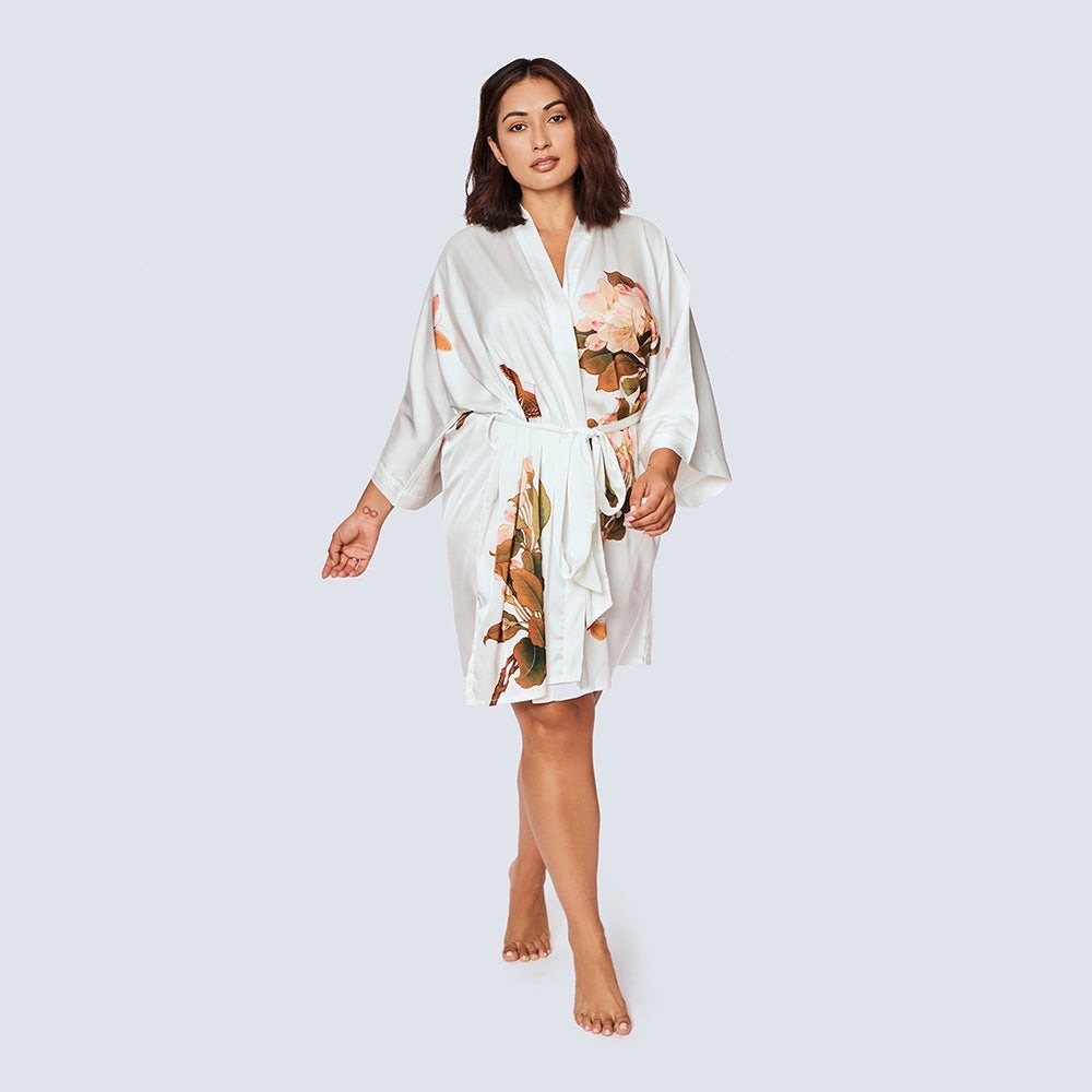 PEONY & BUTTERFLY KIMONO ROBE -ONE SIZE -LARGE